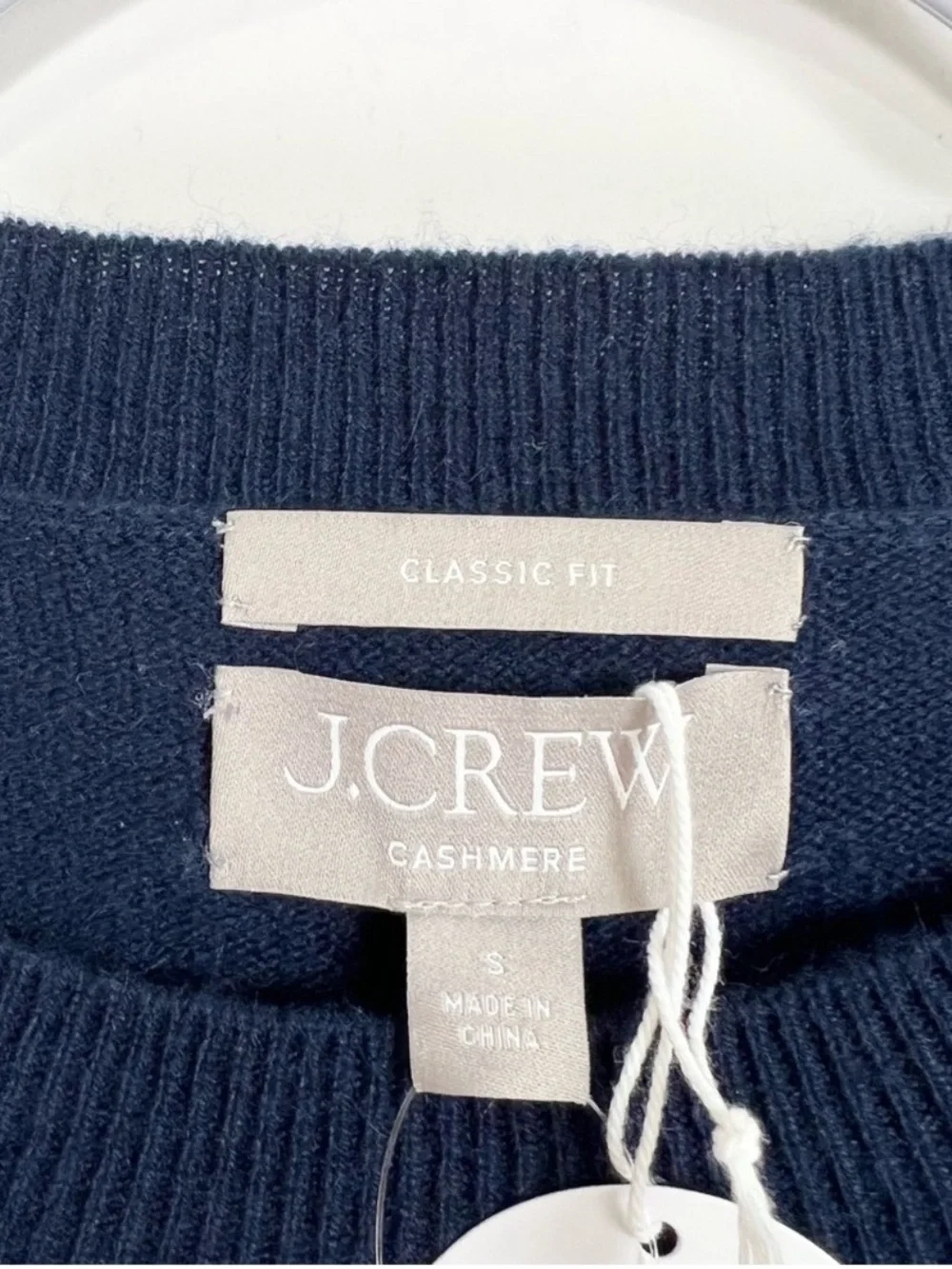 J. Crew Classic Fit Cashmere Crewneck Sweater in Navy Blue Size Small NWT